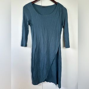 Velvet Blue Faux Wrap Dress